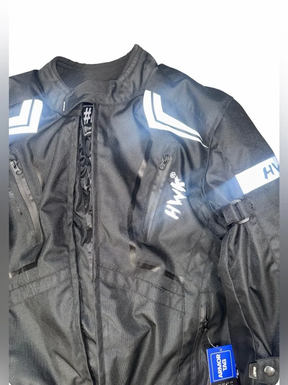 Men's Black Mesh Motorcycle Jacket with Reflective Accents
